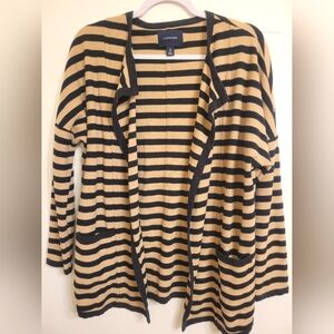 LANDS END STRPED OPEN FRONT CARDIGAN Sz S 6-8